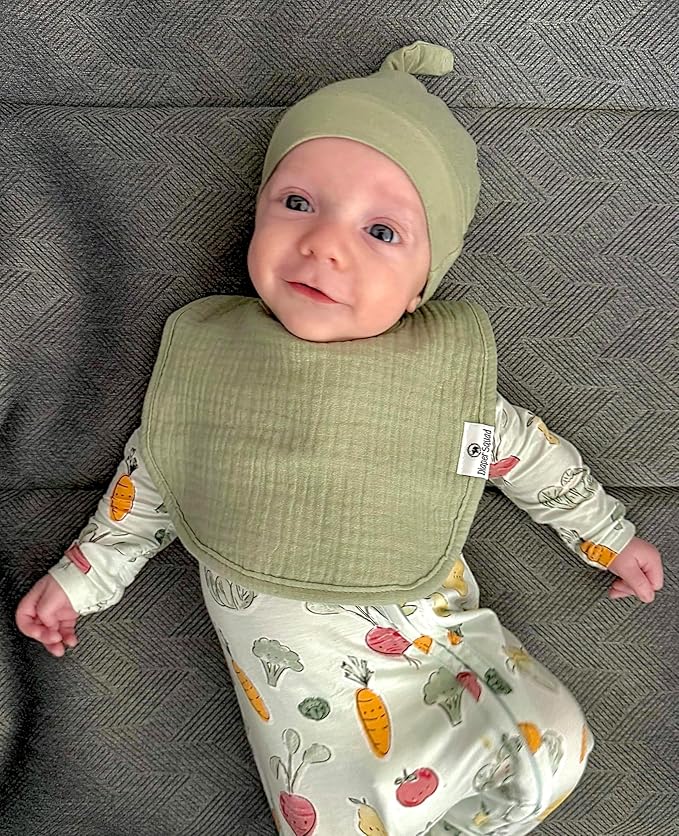 DiaperSquad's 100% Organic Cotton Baby Drool Bibs, Super Absorbent & Adjustable Baby Bibs for Drooling and Teething