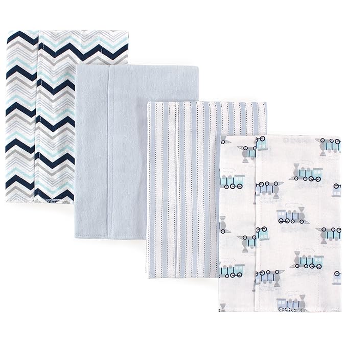 Luvable Friends Cotton Poly Flannel Burp Cloths Multipack, Train 8-Pack, One Size