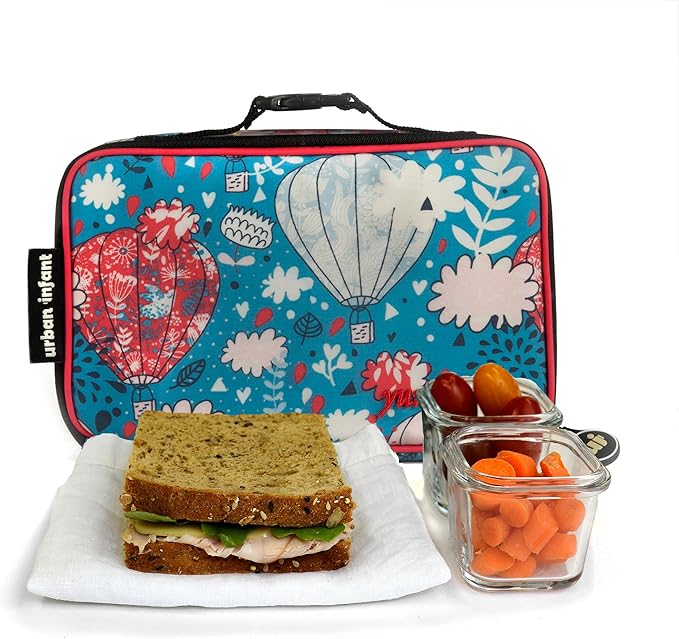 Urban Infant Yummie Kids Lunch Box Insulated Bag - Toddler Boys and Girls – Perfect for Daycare Preschool Travel Snacks – Allergy Alert Cards - Fits Bento Boxes - Balloons