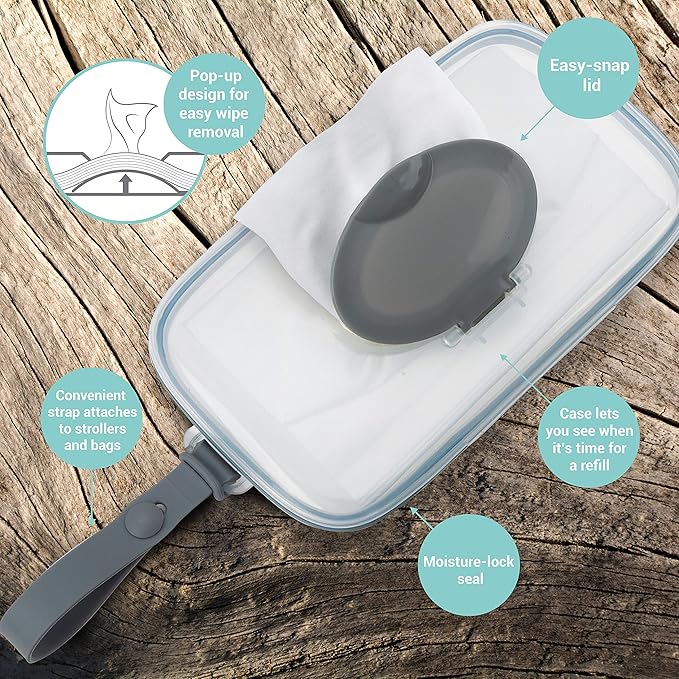 Dr. Talbot's Deluxe Baby Wipes Dispenser for Travel, Grey (Pack of 2)