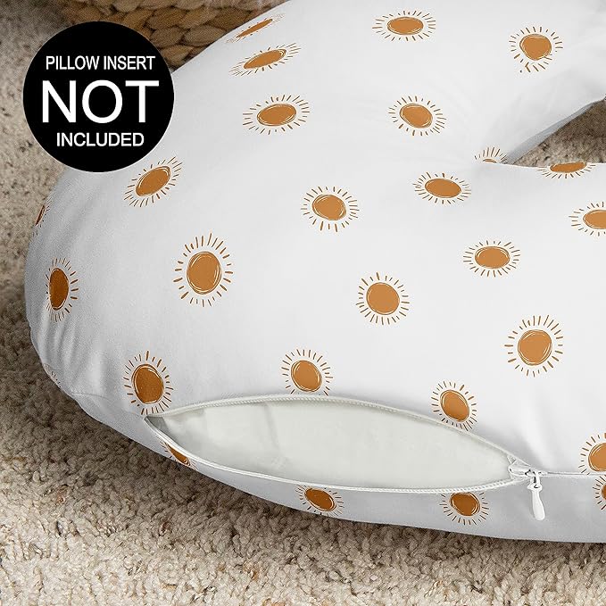 Sweet Jojo Designs Orange White Boho Sun Boy Girl Gender Neutral Nursing Pillow Cover Baby Breastfeeding Slipcover Infant Newborn Nursery Bottle Feeding Pillowcase(Pillow NOT Included)- Retro Bohemian