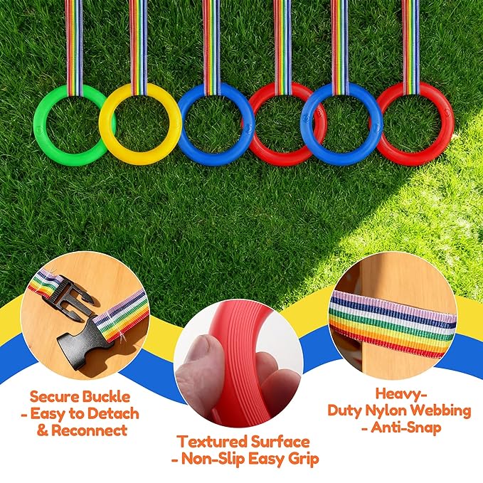 16-Ring Colorful Walking Rope for Preschool - Detachable Safety Line Rope with Smiley Textured Rings, with 1 pcs GO/Stop Sign Handheld