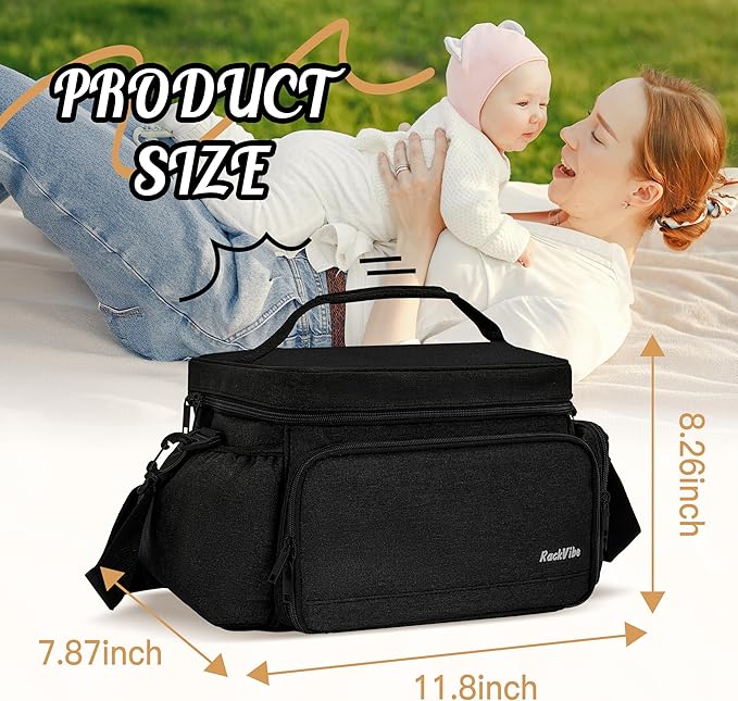 Breast Pump Bag Compatible with Spectra S1/S2 & Medela, Work/Travel Mommy Diaper Tote Bags with Insulated Cooler, Pumping Storage Bag Christmas Gift for New Moms (Bag Only)