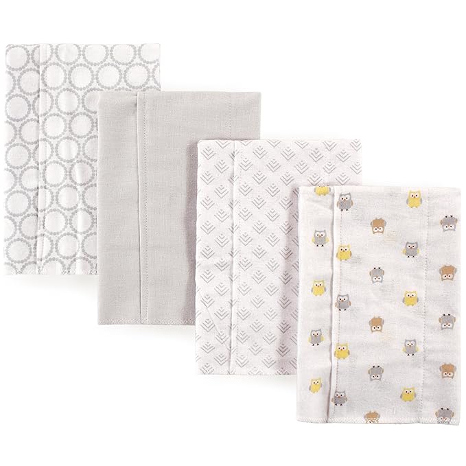 Luvable Friends Cotton Poly Flannel Burp Cloths Multipack, Owl 8-Pack, One Size