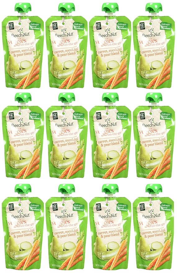 Beech-Nut Baby Food Pouches, Carrot Zucchini & Pear Veggie Puree Baby & Toddler Food, 3.5 oz (24 Pack)
