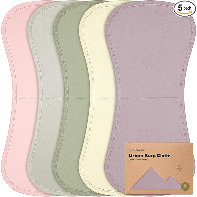 Organic Burp Cloths Baby Boy & Girl - 5-Pack Super Absorbent Cotton Burping Cloths for Babies, Soft & Plush Newborn Spit Up Rags, Infant Towels for Milk Spit Up, Unisex, Large 21" x 10" (Embrace)