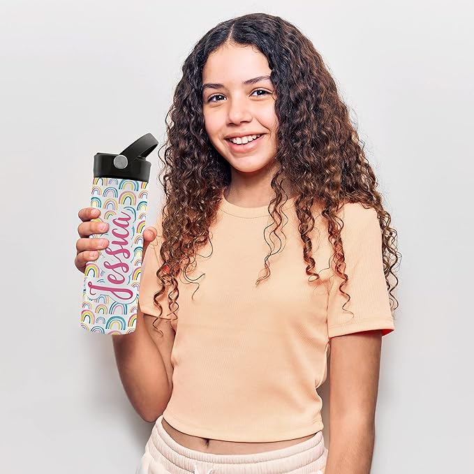 Personalized Water Bottle for Kids - 14 oz - 14 Design Options, Custom Water Bottle for Children - End of School Year Gifts, Back to School Gifts - BPA FREE, Double-Wall Insulation - Sea
