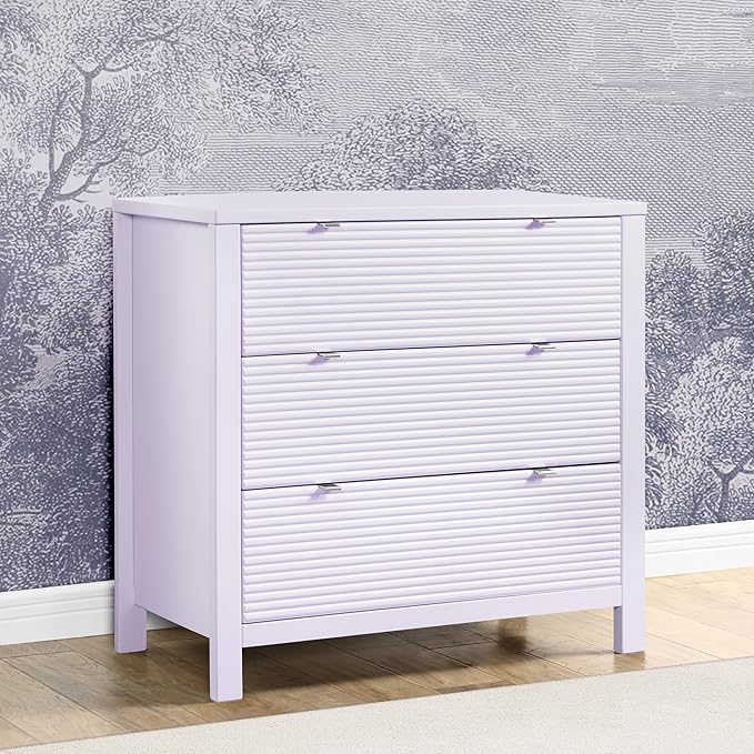Delta Children Cassie 3 Drawer Dresser with Changing Top and Interlocking Drawers, Lilac