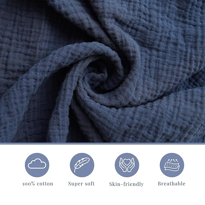 3 Pack Muslin Cotton Changing Pad Covers for Girl, Boy, 100% Soft Changing Table Cover, Breathable Baby Nursery Diaper Chang Pad Sheets (Nightfall Blue)