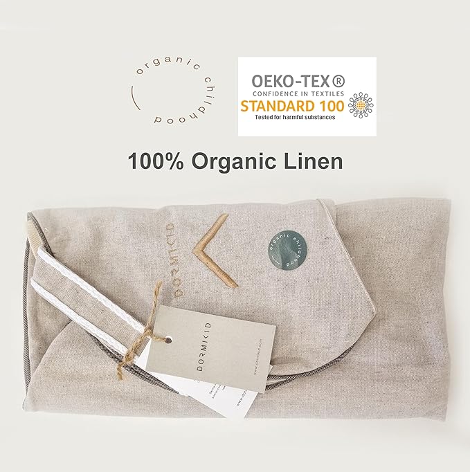 Linen Cover for Nursing Pillow • Premium Quality 100% Organic Oeko-Tex Standard • Case for Breastfeeding and Bottle Feeding Pillow • Soft and Breathable • Only Cover (Natur Linen)