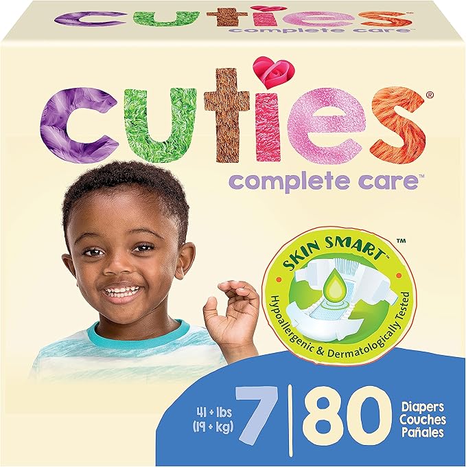Cuties Hypoallergenic Skin Smart Baby Diapers, Size 7, 80 Count