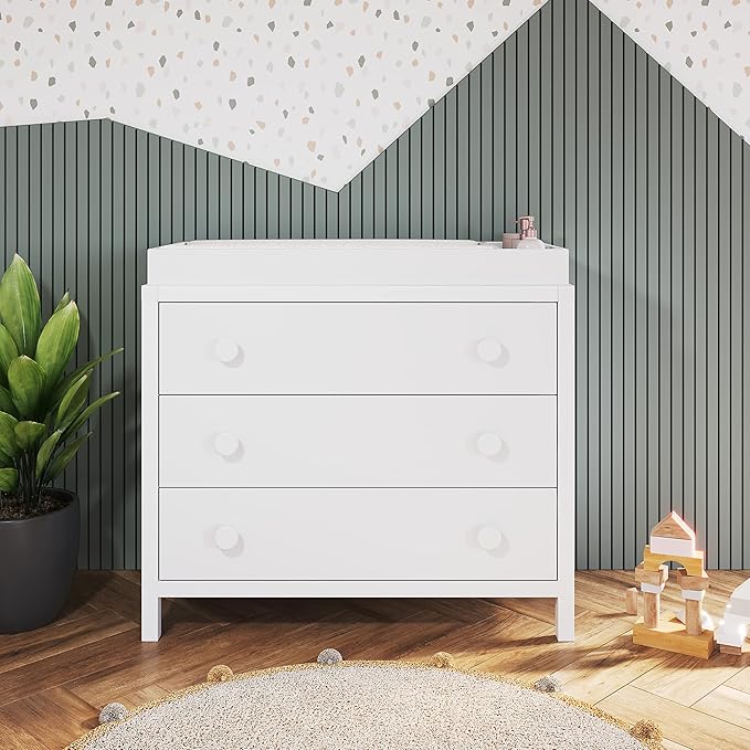 Child Craft Universal Changing Table Topper, Convert Dresser into a Changing Table Surface, Securely Attaches, Non-Toxic, Baby Safe Finish (Matte White)