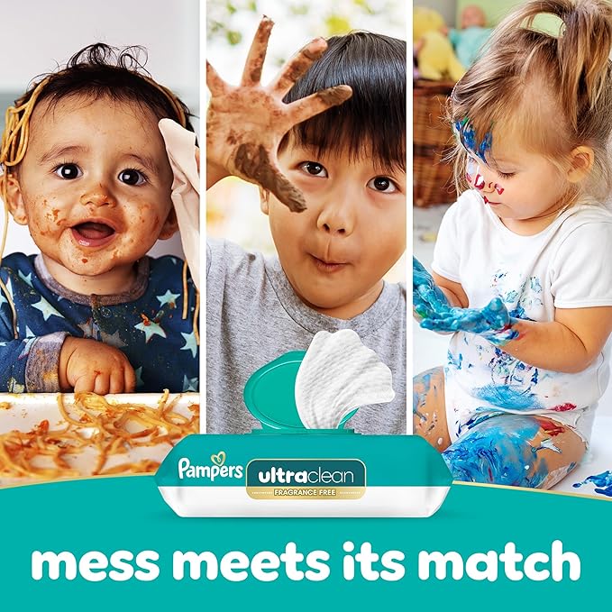 Pampers Ultra Clean Baby Wipes (Previously 'Free & Gentle'), 99% Water, Hypoallergenic, Unscented, 100% Plant Based, Plastic-Free, 624 Baby Wipes Total (8X Flip-Top Packs) [Packaging May Vary]