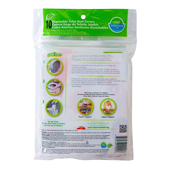 Sesame Street Potty Topper Disposable Stick-in-Place Toilet Seat Covers, 10 Count (Pack of 1)