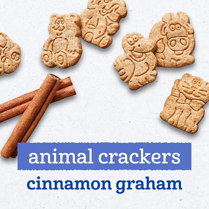 Gerber Snacks for Toddler Animal Crackers, Cinnamon Graham, Toddler Snack Baked with Whole Grains & Non-GMO Ingredients, 6 Ounce Resealable Pouch Each (Pack of 5)