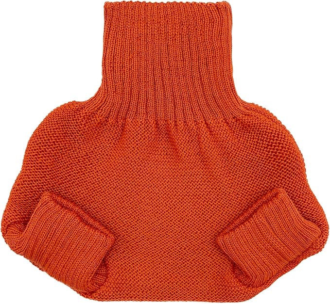 EcoAble Merino Wool Diaper Cover – Organic Overnight Knit Cover | Breathable Natural Fiber | Ideal for Fitted Cloth Diapers (EU74-80, Orange)