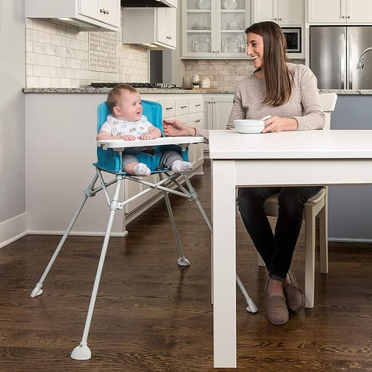 Regalo My Portable High Chair, Foldable High Chair for Babies & Toddlers, Indoor/Outdoor Baby Chair, Travel High Chair with Tray & Cup Holder, Aqua