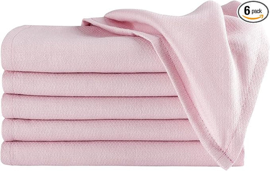 Deluxe 100% Natural Cotton Birdseye Cloth Diapers for Babies - Absorbent Cloth Diapers Burp Cloths - Pink - 6 Pack
