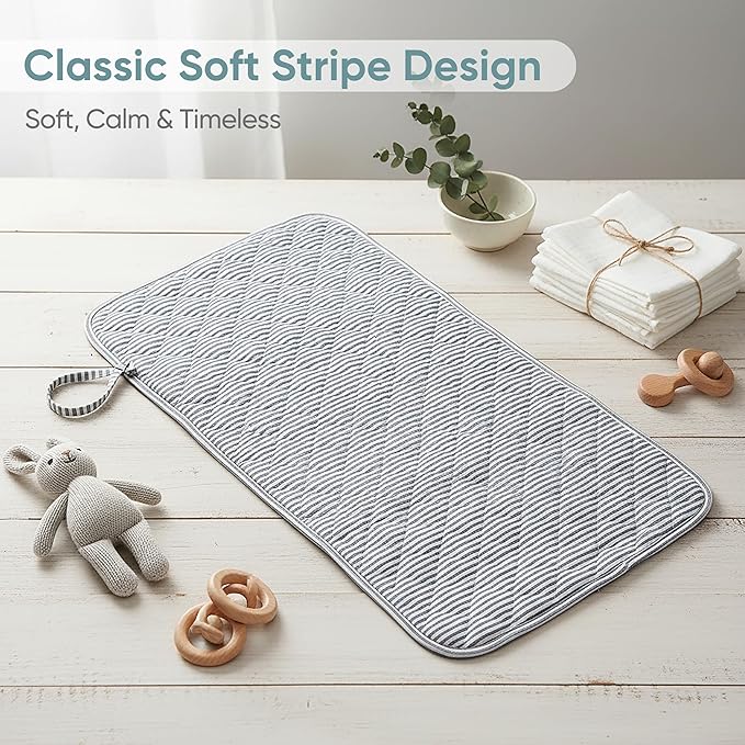 Spirich 3-Pack Reversible Changing Pad Liners, Waterproof & Wipeable Diaper Changing Mat, Thick Terry & 100% Cotton Knit, Portable Baby Changing Pad