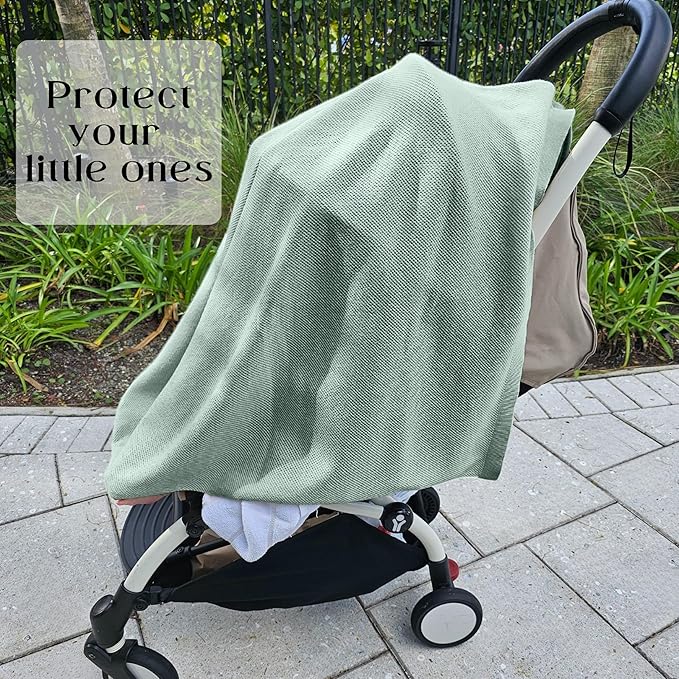 Little Rou Nursing Cover for Breastfeeding, Breathable Organic Cotton & Cashmere Poncho, Privacy Peekaboo Feature, Soft Breast Feeding Shawl for Women – Includes Laundry Bag (Sage)