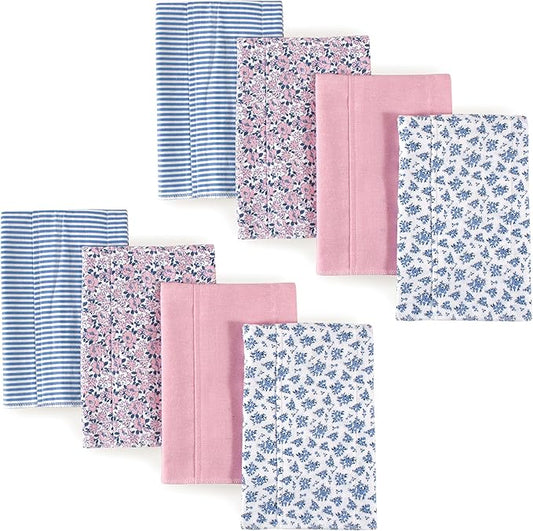 Hudson Baby Layered Flannel Burp Cloths, 8 Pack, Prairie Flowers
