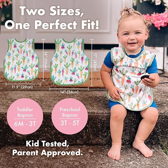 BapronBaby Farm Produce Bapron - No Neck Tie Safer Bib for Baby & Toddler - Soft Waterproof Stain Resistant - Machine Washable - Sz Preschool 3-5yrs