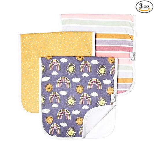 Copper Pearl Premium Baby Burp Cloths - 3-Pack Large Cotton Burp Cloths, Extra Soft Spit Up Rags with 3 Absorbent Layers, Perfect for Baby Boy and Baby Girl Gifts (21" x 10" Size, Hope Set)