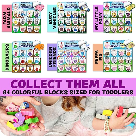 LIL ADVENTS Potty TIME Adventures Toddler Potty Training Sticker Chart Advent Calendar for Toddler Blind Box, Potty Reward Chart 14 Wooden Stacking Block Toys, Activity Board, My Little Pony Toys