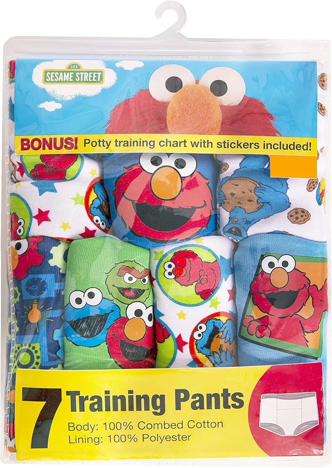 Sesame Street Unisex Toddler Potty Training Pants with Elmo, Cookie Monster and Big Bird with Stickers & Success Chart