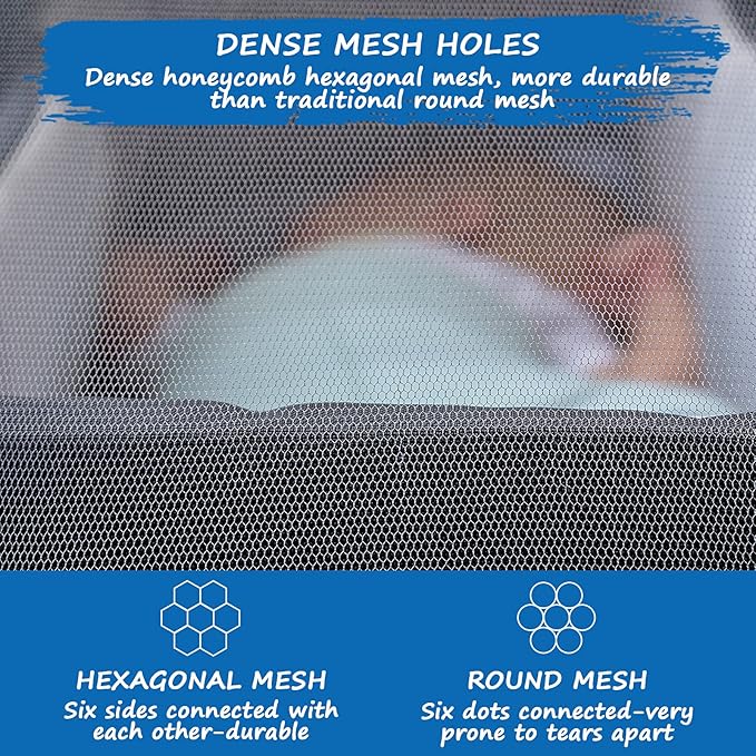 Baby Mosquito Net for Stroller, Reusable Bug Net for Stroller, Playards, Pack N Plays and Portable Mini Crib, Portable & Durable Baby Insect Netting, White