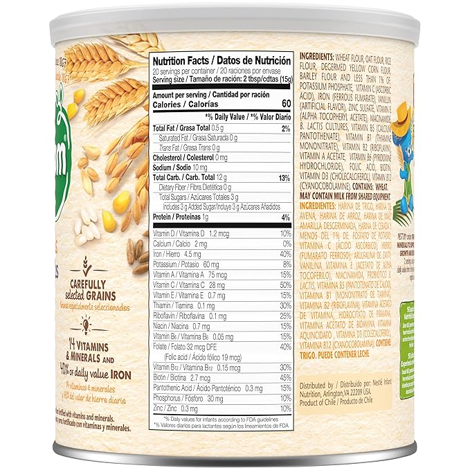 Nestum Nestle Infant Cereal Variety Pack, (2) 5 Cereals, (2) Oat, Rice & Prune, (2) Wheat & Fruits Variety Pack (6 Total Canisters) Multicolor