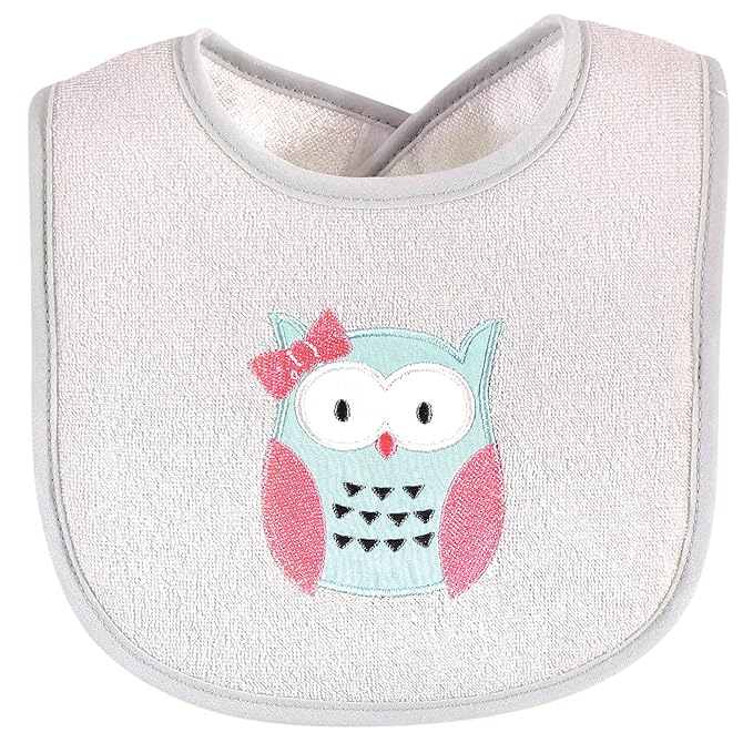 Hudson Baby Unisex Baby Cotton Terry Drooler Bibs with Fiber Filling, Girl Woodland, One Size
