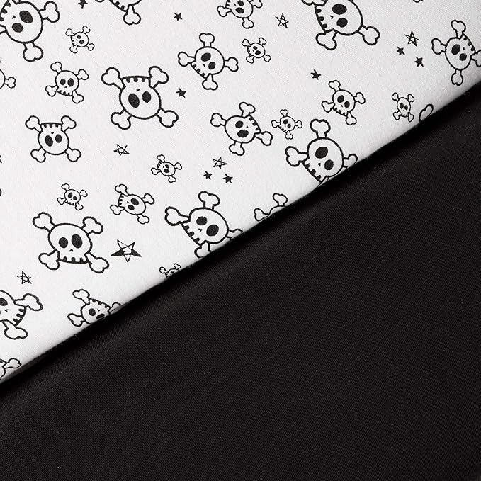 HonestBaby unisex baby Organic Cotton Changing Pad Covers (Set of Two) Winter Accessory Set, Tossed Skulls/Black, One Size US