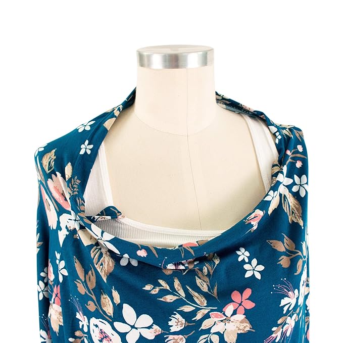 Bebe au Lait 5-in-1 Multi-Use Cover: Nursing Covers for Breastfeeding, Infinity Scarf, Nursing Shawl, Car Seat Cover, Shopping Cart Cover, Carrier Cover, Privacy Nursing Cover- Midnight Floral
