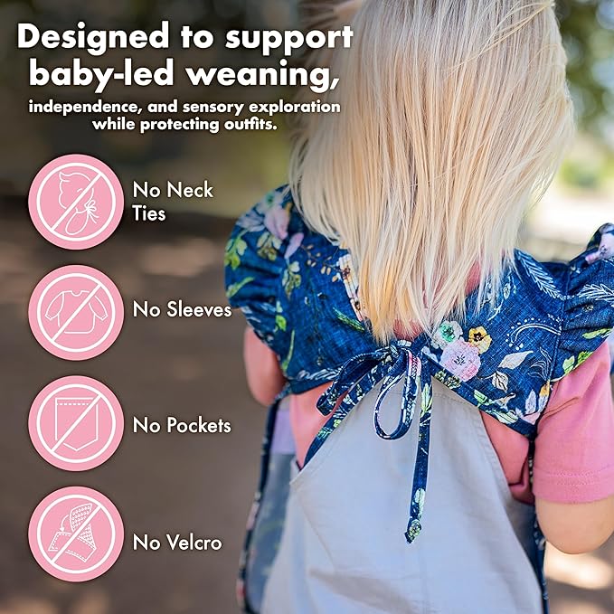 BapronBaby Flutter Organic Dot Bapron - No Neck Tie Safer Bib for Baby & Toddler - Soft Waterproof Stain Resistant - Machine Washable - Sz Baby/Toddler 6m-3T