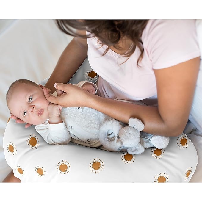 Sweet Jojo Designs Orange White Boho Sun Boy Girl Gender Neutral Nursing Pillow Cover Baby Breastfeeding Slipcover Infant Newborn Nursery Bottle Feeding Pillowcase(Pillow NOT Included)- Retro Bohemian