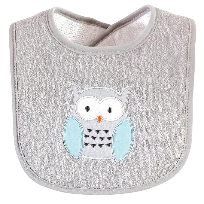 Hudson Baby Unisex Baby Cotton Terry Drooler Bibs with Fiber Filling, Neutral Woodland, One Size