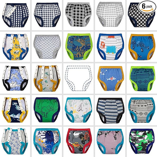 BIG ELEPHANT Random Color Toddler Training Pants 6 Pack, Potty Training Underwear for Boys and Girls
