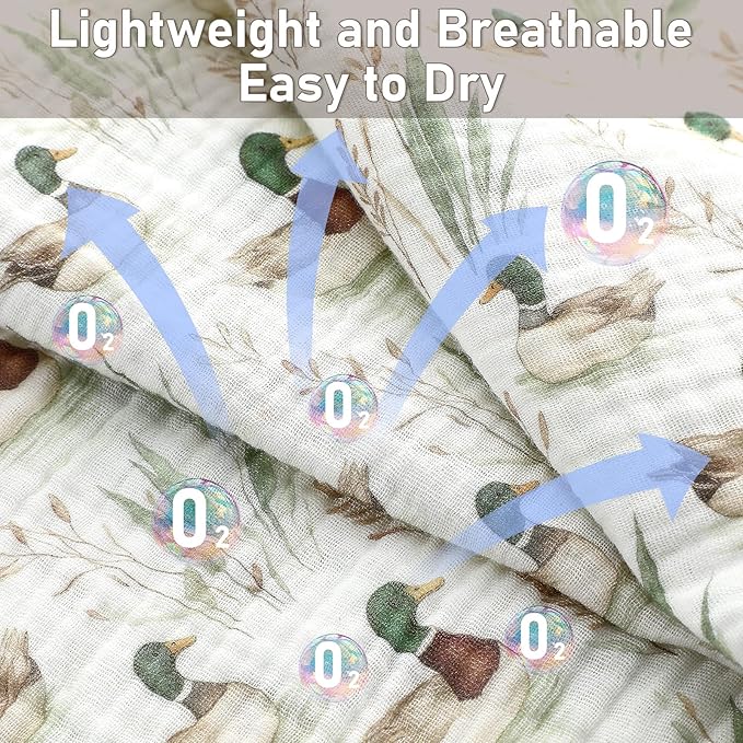 Hahafelt 4 Pcs Mallard Duck Baby Burp Cloths 100% Cotton Absorbent & Soft Burping Cloth Large 22'' x 10" Newborn Towel 2-in-1 Baby Spit up Burping Rags Set for Boys Girls Infant Newborn(Solid Color)