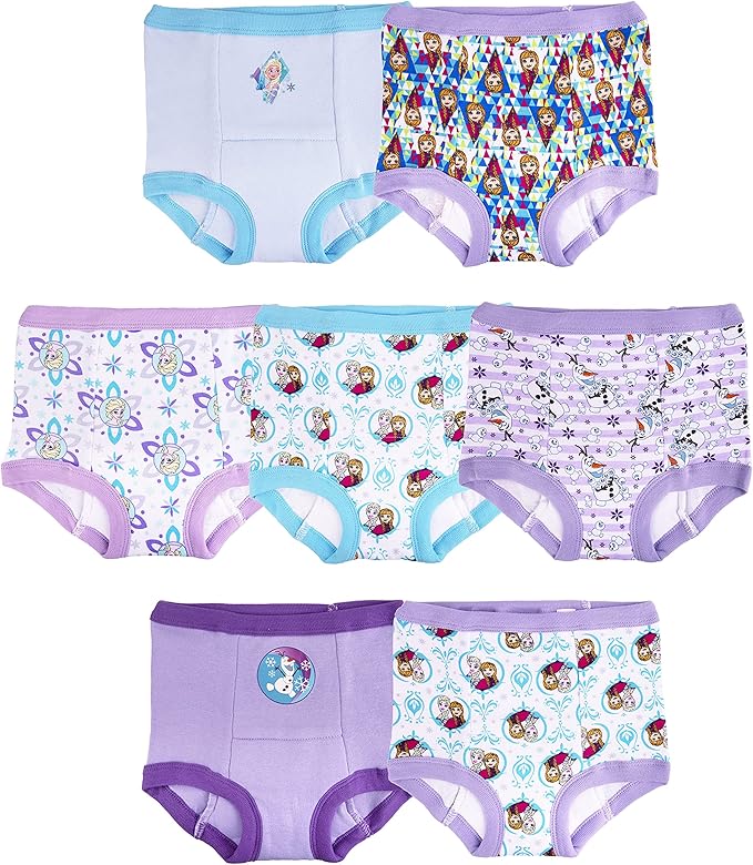 Disney Girls' Frozen Toddler Girls 7-pk Potty Training Pants With Success Tracking Chart and Stickers Sizes 2t, 3t, 4t