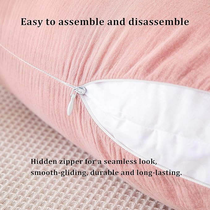 TADO MUSLIN Nursing Pillow Cover 2-Pack, 100% Organic Cotton Muslin Breastfeeding Pillow Covers, Hidden Zipper, Fits Standard U-Shaped Nursing Pillows, Machine Washable, Unisex Neutral Soft and Cute