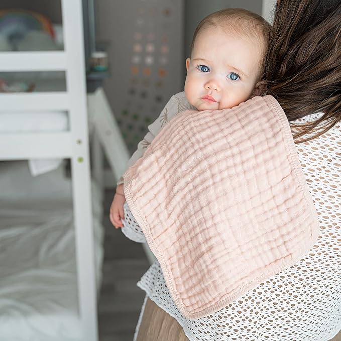Comfy Cubs Muslin Burp Cloths and Baby Hooded 9 Layer Muslin Cotton Towel for Kids Bundled