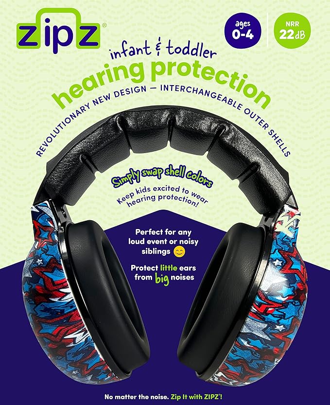 ZIPZ Baby & Toddler Earmuffs - ANSI-Certified Noise Protection, Audiologist-Recommended, Interchangeable Shells (0-4 Yrs)