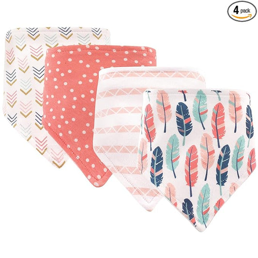 Hudson Baby Unisex Baby Cotton Bandana Bibs, Feather, One Size