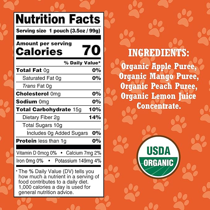 Paw Patrol Mighty Mango Organic Mixed Fruit Squeeze Pouch, 3.5 Ounce (Pack of 10)