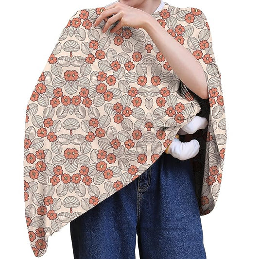 Seejoy Multi-use Nursing Cover for Breastfeeding, 360°Full Coverage Nursing Poncho, Rayon Soft & Breathable Breastfeeding Cover up (Smooth Rayon, Floral Leaf)