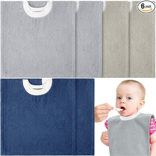Foaincore 6 Pcs Pullover Baby Bibs Cotton Terry Toddler Absorbent Infant for Feeding and Drooling Towel Bib (Lovely Colors)