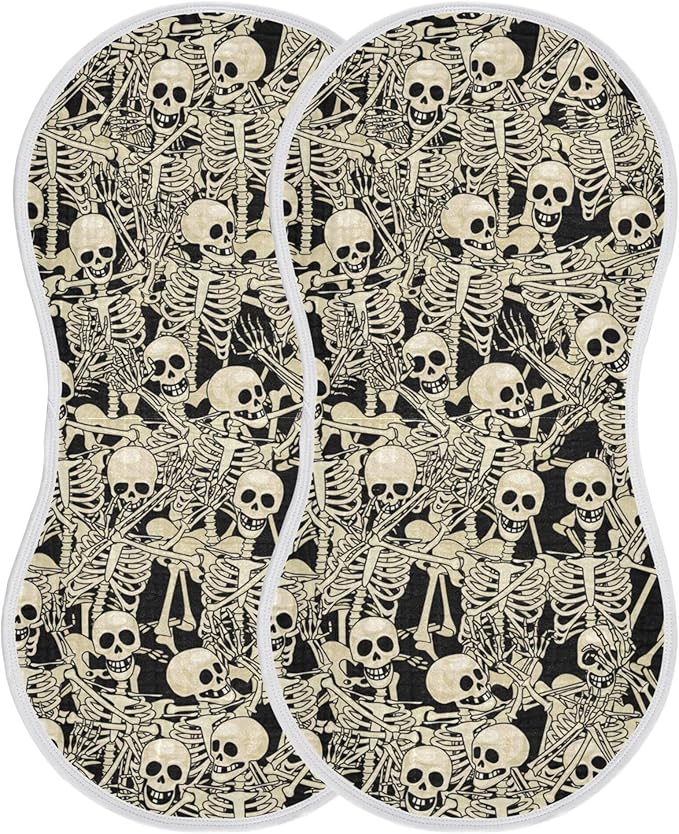 Gothic Skull Skeletons Burp Cloths Baby Boys Girls Absorbent Soft Cotton Burping Cloths Rags 2 Pack