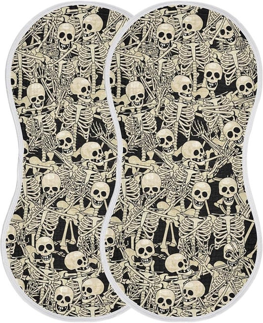 Gothic Skull Skeletons Burp Cloths Baby Boys Girls Absorbent Soft Cotton Burping Cloths Rags 2 Pack