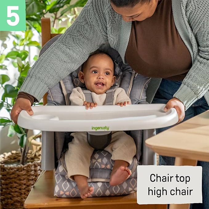 Ingenuity Proper Positioner Deluxe High Chair - 7-in-1 Convertible Baby Seat, Removable Rocking Infant Seat, Unisex, for Ages 0-36 Months